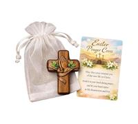 Crocifisso cristiano in legno, croce tascabile con biglietto e borsa, promemoria fede portatile per devozione quotidiana, per uomini e donne, chiesa, casa, meditazione personale, angolo di preghiera