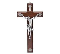 Crocifisso da parete in legno - Quattro Basiliche, 20 × 11 cm | Mondo Cattolico | Simbolo cristiano per la casa e il luogo di preghiera, dalla tradizione artigiana italiana