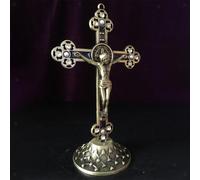 Crocifisso da parete in metallo Croce Gesù Cristo sul supporto Decorazione