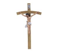 Crocifisso da parete in resina dipinta a mano, stile classico cattolico | Decorazione religiosa da parete per arte sacra in campagna, espositore frontale, scrivania, ufficio, festa del Ringraziamento