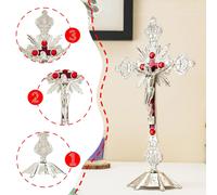 Crocifisso Da Tavolo Scultura di Gesù Croce Da Altare Statuetta Religiosa