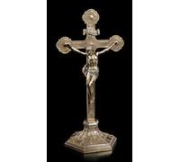 Crocifisso grande con Gesù Cristo - Croce da tavolo | Simbolo cristiano, bronzato e colorato, altezza 56 cm