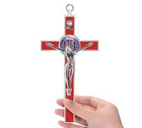 Crocifisso grande da parete da 17,8 cm, con cauzione, metallo smaltato, medaglia di San Benedetto, croce INRI da parete per dare benedizione e sacro spirituale: regalo di fede per i tuoi conoscenti