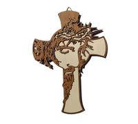 Crocifisso in Legno a Due Strati, Decorazione da Parete con Volto di Cristo e Co