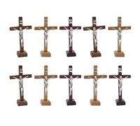 Crocifisso in legno da tavolo, decorazione a croce in piedi, decorazione per chiese, piccola croce religiosa, cristiana, in piedi, crocifisso, crocifisso, decorazione per chiese, 10 pezzi