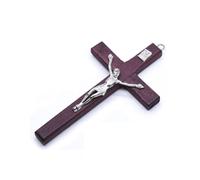 Crocifisso in legno Preghiera religiosa cristiana in piedi Statua di sofferenza