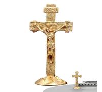 Crocifisso in piedi con piedistallo, Crocifissione da tavolo cattolica,Crocifissione cattolica Gesù sul piano del tavolo in metallo per la cappella | Cattolico ferro Gesù Cristo Crocifissione, per