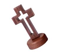 Crocifisso pasquale in legno massello espositore da tavolo altari centrotavola in noce cavo croci in piedi con base intagliata a mano Pasqua ornamento religioso