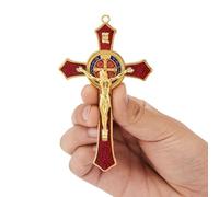 Crocifisso rosso di San Benedetto, Crocifisso da parete per decorazione cattolica, Medalla De San Benito, Gesù Cristo appeso croce decorazione da parete, Crocifijo Del Perdon, medaglia di San