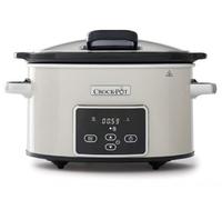 Crock-pot Pentola per Cottura Lenta, Slow Cooker, 3.5 litri, fino a 4 Persone, Coperchio a Cerniera, Timer digitale Countdown, 2 Impostazioni Cottura e Funzione Warm automatica, 200W, Ceramica, Beige