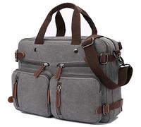 CROCOD Zaino convertibile per laptop da uomo/donna, borsa a tracolla per laptop da 17,3 pollici, in tela multistrato Grigio Evelina