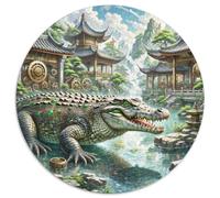 Crocodile 1000 Pezzi Puzzle Giochi Di Puzzle Beast of Prey Puzzle Circolare Puzzle Arte Gioco Di Sfida Creativa Unica 1000pcs (67.5x67.5cm)