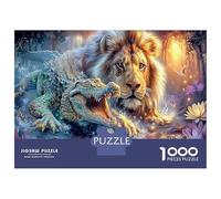 Crocodile And Lion 1000 Pezzi Set di Puzzle Scena di Battaglia Selvatica Bundle per Adulti Puzzle Impossibile Difficile Carta Premium Relax Mentale Regalo di Casa Nuova 38x26cm/1000pezzi