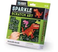 Crocodile Creek Set Scratch Art Dinosauri Sparkle per bambini – 16 fogli, stencil e pennino