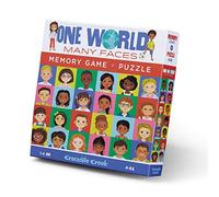 Crocodile Creek-48 PCS Memory Game/One World, Many Faces Puzzle, Multicolore, 77523