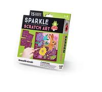 Crocodile Creek Scratch Art a tema giardino per bambini dai 5 anni in su, kit divertente ed educativo, include 15 fogli, pennino in legno, carte e pagine