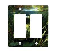 Crocodile Light Switch Cover Piastra/Coperture di uscita, Accenti da parete Safari nella giungla verde, Piastre da parete termoplastiche, Dimensioni standard Double Rocker