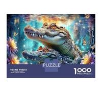 Crocodile Partner 1000 Pezzi Puzzle Premium Set dell'Arte del Doppio Coccodrillo per Adulti Anti Stress Relax Mentale Carta Premium Dopo la Scuola Attività di Puzzle Regalo 70x50cm/1000pezzi