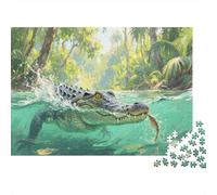 Crocodile Puzzle 1000 Pezzi Puzzle Per Adulti Marsh Animals Puzzle Difficile Sfida Rilassamento E Intelligence Decorazione Della Famiglia 1000pcs (75x50cm)