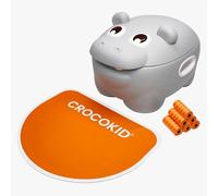 CROCOKID® Hippo Potty - Vasino Portatile 3 in 1 con 120 Sacchetti Igienici, 1-4 anni | Vasino Bimbo Robusto & Divertente a Forma di Ippopotamo, Piedini Antiscivolo & Tappetino Comfort - Arancione