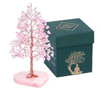 Crocon Albero della vita con base a cuore in cristallo regalo per donne cristalli curativi in quarzo rosa albero portafortuna, denaro, decorazioni per la casa Feng Shui, regalo per mamma e moglie
