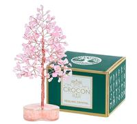 Crocon Albero di cristallo a forma di cuore in quarzo rosa, regalo per donne, cristalli curativi, albero della vita, regalo Feng Shui, alberi bonsai, buona fortuna, regali per la casa e l'ufficio