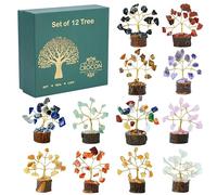 Crocon® L'originale 12 pezzi Set di cristalli Albero della vita Mini cristalli curativi Alberi Regali di compleanno per donne Casa Camera e ufficio Decorazione Regalo di buona fortuna per la mamma