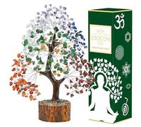 Crocon Seven Chakra Gemstone Tree Feng Shui Figurine Soldi Bonsai Buona fortuna Guarigione Cristalli Reiki Equilibrio Ornamento Scultura Ricchezza Prosperità Regalo 10-12 "
