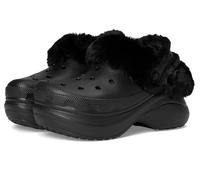 Crocs Zoccoli Bae foderati donna, pantofole con plateau fuzzy, Nero 38-39 EU