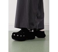 Crocs - Bae - Zoccoli neri in velluto con suola platform-Nero 37-38