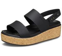 Crocs Brooklyn - Sandali da donna con zeppa bassa in sughero, Nero, 37/38 EU