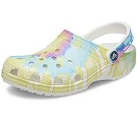 Crocs Classic Tie-dye Clogs, Zoccoli Unisex-Adulto, White Multi, 45/46 EU