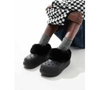 Crocs - Furever Crush - Zoccoli neri con interno in pelliccia-Nero 41-42