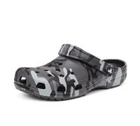 Crocs Zoccoli classici unisex per adulti, con grafica stagionale, Nero/Grigio Ardesia, 11 Women/9 Men
