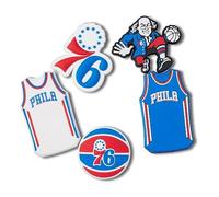 Crocs Jibbitz, ciondoli per scarpe, collezione sportiva delle squadre di basket NBA, confezione multipla, Philadelphia 76ers, 5 Pack