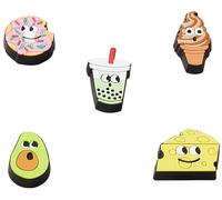 Crocs Jibbitz Shoe Charm 5-pack | Personalize With Jibbitz for Crocs - Ciondolo per scarpe Unisex, Lights Up Food Friends,