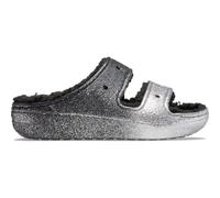 Crocs, Sandali con plateau Cozzzy classici unisex per adulti | Ciabatte Fuzzy Slide, nero/argento, 6 Women/4 Men