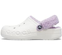 Crocs Unisex-Adult Baya Lined Fuzz Strap Clogs, White/Lavender, 10 US