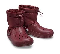 Crocs Unisex Men's and Women's Classic Lined Neo Puff Winter Boots Clog, Garnet, 2 US