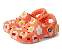 Crocs Zoccolo classico unisex con grafica e cinturino posteriore in spugna, Cachi/Multicolore, 4 Big Kid