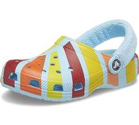 Crocs Zoccolo da bambino con cinturino posteriore in spugna con grafica classica, Artico/Multicolore, 12 Little Kid