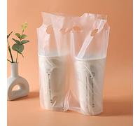Croerw Porta bicchieri usa e getta, 2 bicchieri di plastica con maniglia, adatto per tazze da caffè per servizio di catering, sacchetti usa e getta per bevande calde e fredde (100 pezzi da 11,8 x