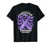Crohns Awareness By The Grace God Survivor Nastro viola Maglietta
