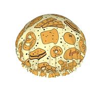 Croissant Bread Point Cuffia da doccia Donna Cappucci per capelli lunghi riutilizzabili con fascia elastica Cappello da doccia a doppio strato per adulti Bambini