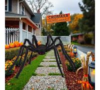 Cromaxa Enorme ragno per Halloween, 150 cm, fattore spaventoso nero, sposta le articolazioni come un vero ragno per giardino/balcone (resistente alla pioggia e pieghevole in pochi secondi)