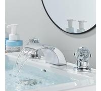 Cromo spazzolato per bagno in oro spazzolato rubinetto caldo mixer freddo rubinetto a tre fori miscelatori mobile a distanza manico di cristallo nero (oro spazzolato)