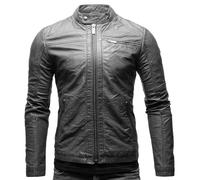 Crone Epic Cleane Basic - Giacca in pelle da uomo, in diverse varianti e colori, Heavy Washed Pearl Grey (pelle bovina), XXL