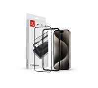 Crong Anti-Bacterial 3D Armor Glass - Vetro temperato 9H per iPhone 15 Pro a schermo intero + telaio di installazione