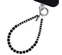 Crong, Cinturino per telefono con perle nere e cristalli scintillanti, Nero