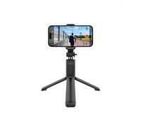 Crong SelfieGo Lite - Bastone per selfie Bluetooth compatto e treppiede, tripod, colore: Nero